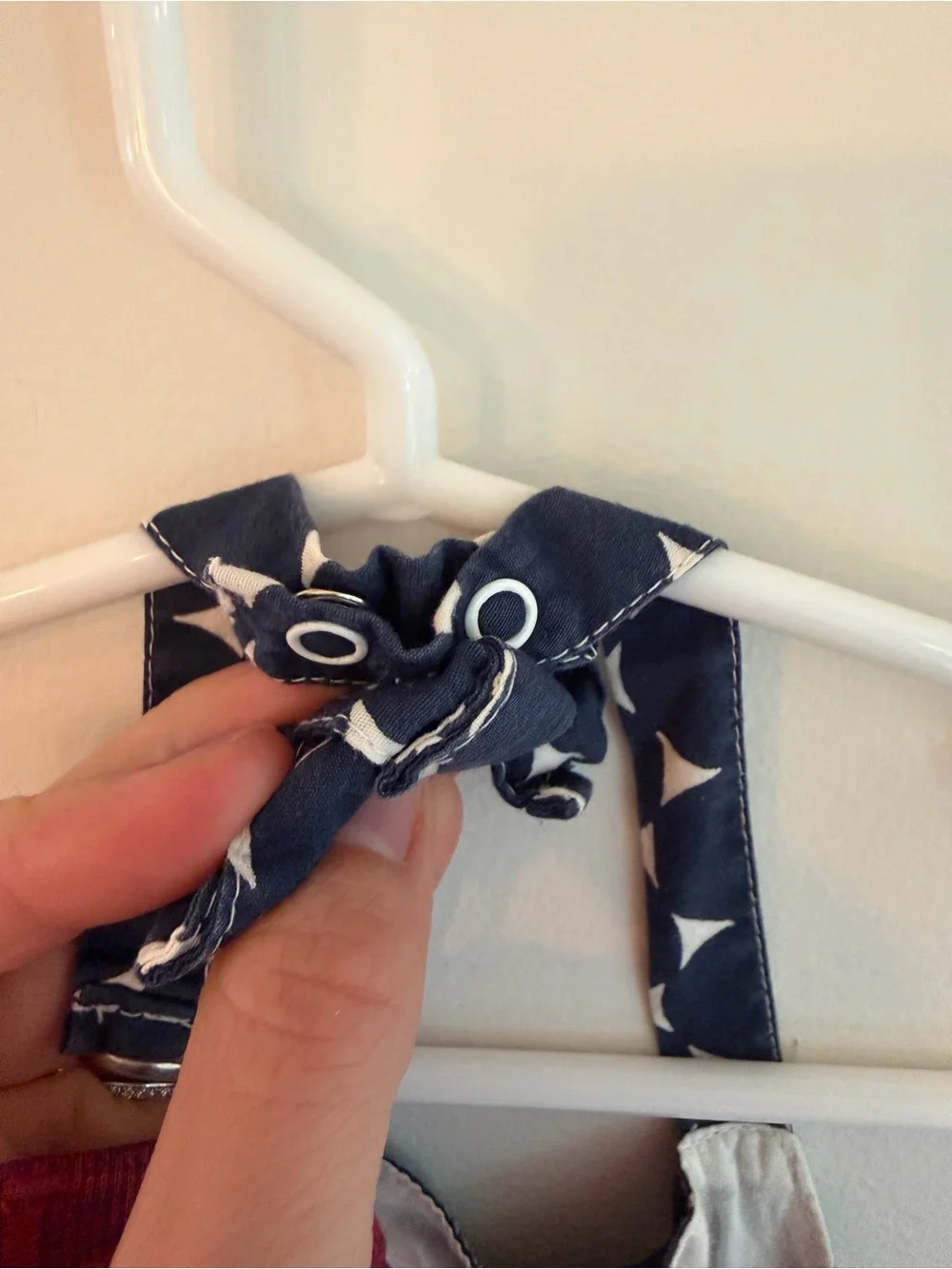 Old Navy Navy and White Geometric Halter Romper